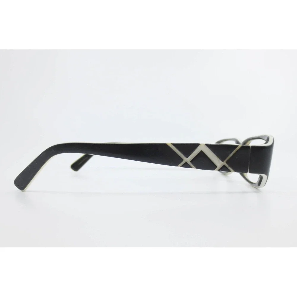 Bebe Veejay Eyeglasses Ebony Ivory Black White Geometric Rectangular 53-16-135